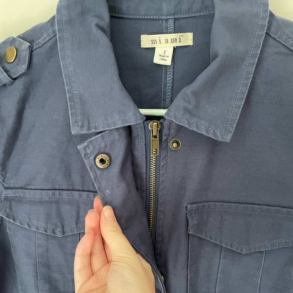 Francesca’s Miami Brand Dark Periwinkle Peplum Light Jacket - Picture 4 of 8